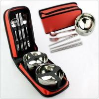 双人自驾游露营野炊旅行野餐用品户外餐具野营碗筷套装装好用 单人大红色送叉子