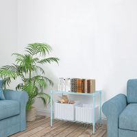 厨房架子置物架落地多层卧室书架客厅收纳架微波炉货架多功能货架 两层蓝56*35*45CM[特价]