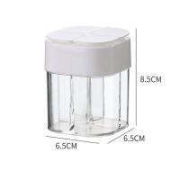 日本调料罐子四格一体多格厨房调料盒调味品带盖家用佐料瓶收纳盒 相同出料孔 白色四分格调味罐*1(翻盖款)