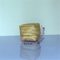 手工竹编茶叶盒竹制品收纳盒带盖小号竹子茶叶罐散装茶叶包装礼盒 本色正方形竹盒12*12*9CM