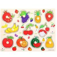 2-3-5岁儿童手抓板拼图积木玩具智力开发男女孩益智宝宝认知早教 (一件)水果款 就送(收纳袋+砂纸)