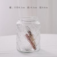 复古日式海棠花纹玻璃密封罐子咖啡豆储物收纳餐具筷子 海棠玻璃-储物罐