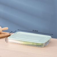 多层饺子盒厨房家用速冻饺子水饺混沌塑料托盘馒头冰箱保鲜收纳盒 加厚 1层+1盖 浅绿色