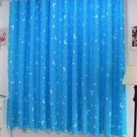 成品窗帘免打孔特价清仓简约现代卧室阳台宿舍租房短帘半帘 星月蓝[送铁丝+钉子] 1米宽*2.2米高[夹子款]1片