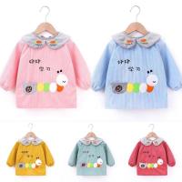 儿童罩衣秋冬防水防脏画画衣女童长袖反穿衣小孩吃饭围裙宝宝围兜 毛毛虫随机颜色1件装 80 [14码]建议6个月-1岁