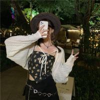 辣妹防晒衣开衫女夏季薄款罩衫2021新款外搭披肩外套仙气短款上衣 杏色 (商城优质面料) XS (50斤以下儿童码)