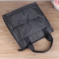 韩版女包多分格大容量文件包防水手提文件袋电脑包男女上班公文包 灰黑色