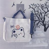 新款韩版ins帆布包包女款日系可爱斜挎包百搭单肩包软妹小包 2021 花朵熊单包包