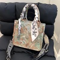 油画托特包包女夏季2021新款潮时尚手提单肩包百搭小众设计斜挎包 小号无珍珠款绿色