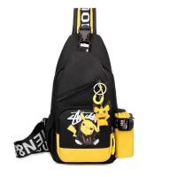 胸包男斜挎包潮牌多功能背包青年学生潮流韩版休闲女士包包单肩包 皮卡丘+简约+[黄色]