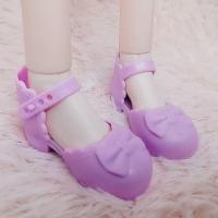 60厘米芭比娃娃高跟鞋3分bjd叶罗丽娃娃帆布鞋公主鞋马丁靴长筒鞋 紫色低跟鞋