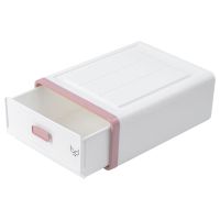 塑料内衣收纳盒抽屉式内裤袜子文胸整理宿舍收纳盒子三件套可拆式 实色粉(保护隐私) 文胸盒(空格)