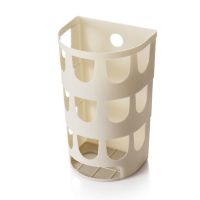 厨房塑料袋垃圾袋收纳盒家用壁挂盒子整理盒置物架抽取式收纳篮 卡其色 1个(送透明挂钩)