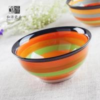 [和源养生瓷]陶瓷餐具吃饭碗面碗米饭碗可爱家用套装防烫可微波 1个 4.5英寸碗黑黄