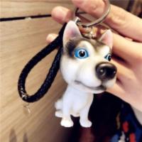 哈士奇小狗钥匙扣铃铛挂件韩国可爱钥匙链圈绳二哈狗创意礼物男女 二哈+黑绳