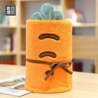 夏季单人法兰绒毯子夏天办公室午睡空调小被子汽车空调毯薄款便携 胡萝卜 (小卷毯0.8*1米儿童款)