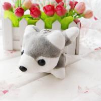 仿真哈士奇毛绒玩具铃铛小狗狗公仔布娃娃可爱玩偶儿童生日礼物女 灰色 哈士奇 10厘米