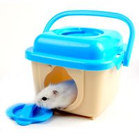 仓鼠笼金丝熊刺猬龙猫小宠外带包笼子手提笼迷你外出仓鼠用品 蓝色平顶仓鼠外带盒