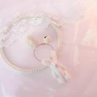 可爱铃铛兔子小熊卡通随身包包挂件钥匙圈装饰配件少女心日系挂饰 铃铛+白兔