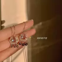 如意平安锁项链女ins不掉色玉髓铃铛长命锁吊坠送女友情人节礼物 月光石平安锁项链 无礼盒包装(自戴款)