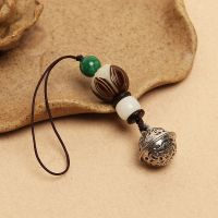 创意流苏菩提莲花手机挂件饰品 男女情侣款挂绳u盘链钥匙挂饰吊坠 [挂绳菩提小莲花]+宫*铃款