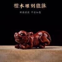 黑檀木招财貔貅钥匙扣小叶紫檀汽车钥匙挂件辟邪保平安男女挂坠饰 单独貔恘