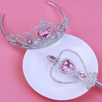 儿童魔法棒发饰套装女童公主项链手链首饰盒发夹冰雪奇缘艾莎皇冠 粉2件套