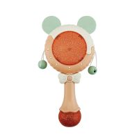 博媛玩具 0-1岁新生婴儿玩具牙胶手摇铃铛拨浪鼓安抚磨牙乐器玩具 橙色