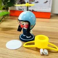 电动车装饰小黄鸭绑带款电瓶车个性装饰自行车铃铛汽车摆件车载 蓝色头盔小蓝星 送卡扣眼镜胶贴