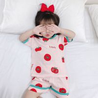 潮童装女童夏装2020新款时髦套装小女孩洋气衣服中小童短袖两件套 番茄家居服套装 73