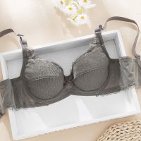 90-180斤胖MM 有钢圈内衣女新款超薄款大胸显小大码聚拢胸罩文胸 绿色 38/85B