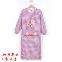 买三送一加长款男女长袖围裙加大加肥成人罩衣防尘污工作大码围裙 加长款-兔子(大红色) 一件装(无赠品)