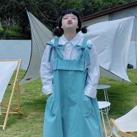 oldpumpkin日系可爱背带裤女学生韩版宽松秋季新款吊带连体阔腿裤[8月30日发完] 单件白色上衣 S 建议85-9