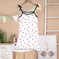 儿童睡衣女童吊带睡裙宝宝睡裙小孩睡衣女中小童夏季薄款可爱洋气 吊带睡裙-桃心 10# 建议95-105cm左右的拍