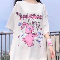 [两件套装]夏季女学生涂鸦捕捉蝴蝶兔子T恤JK制服百褶裙子学院 上衣 S [收藏宝贝=优先发货]