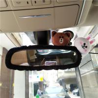 后视镜套可爱汽车内饰饰品车内倒车镜子套装饰卡通熊兔鸡女性车饰 [黑 色] [纯色]简约款