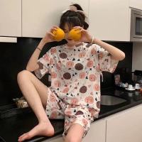 (买一套送一套)睡衣女夏韩版可爱宽松短袖学生休闲家居服两套装 粉小饼干(一套) 短袖套 M 60斤-85斤
