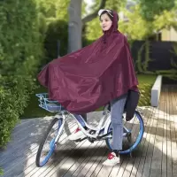 雨衣电动车摩托车雨披成人单人男女士双帽檐雨衣加大加厚骑行雨衣 小款红色(自行车折叠车雨衣)