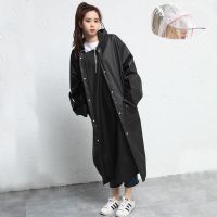 时尚透明多功能成人男女学生雨衣电动车自行车长款防暴雨骑行雨披 黑色纯色(单帽檐+按扣拉链+手套) XL
