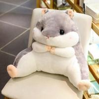 龙猫仓鼠学生腰靠椅子护腰枕靠枕靠背靠垫汽车办公室抱枕被子两用 灰色 小号腰枕50×40×23厘米