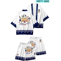 秋国潮动漫周边秋田柴犬日系家居和服羽织男装七分袖道袍防晒外套[9月15日发完] 秋田犬黄上衣+裤子 XS