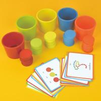 蒙氏蒙台梭利教具宝宝颜色认知分辨分类杯儿童益智力动脑早教玩具 体验款五杯子+40页题卡+50圆片