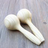 大号木质沙锤奥尔夫乐器儿童打击乐器幼儿园早教教具音乐沙球小学 圆头原木1个长16厘米