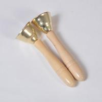 奥尔夫音乐教具 儿童打击乐器 优质带把棒大小号碰钟 铜碰铃 小号带把碰钟一对(镀铜)