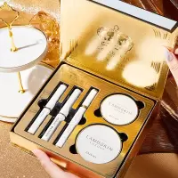 小羊皮彩妆套装初学者口红眼线笔气垫散粉化妆套盒五件套