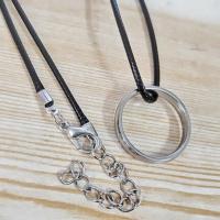 小光面戒指 简单包装+送皮绳 韩版三生三世 情侣项链 创意礼物个性潮流男项链毛衣链钛钢吊坠