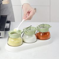 圆形260ml[三个装] 炊大皇玻璃调料盒厨房盐罐调料瓶套装组合装盐糖调味品收纳调味罐