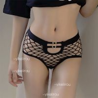 8851黑色 M 建议75-100斤 性感蕾丝内裤女网格高弹力透气中低腰三角裤大码镂空丁字内裤T型