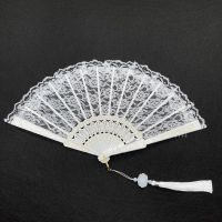 白色蕾丝款 古典洛丽塔羽毛扇黑色白色蕾丝折扇拍照道具旗袍走秀舞蹈折扇