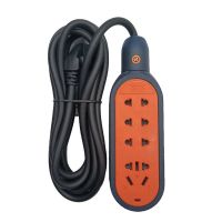 蓝红短款4500W 1个插板 16A/10A家用大功率插座排插安全门防爆防摔接线板空调电磁炉插排